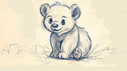 Wall Mural - Bear sketch for baby