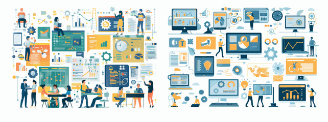 Fototapete - a business that uses information technology. it is a web-based company that specializes in software 