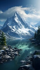 Wall Mural - Panoramic view of mount Matterhorn, Zermatt, Switzerland