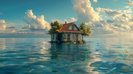 Poster - A house in the middle of the sea 