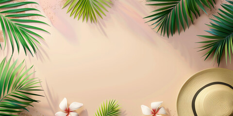 Poster - tropical background with palm trees