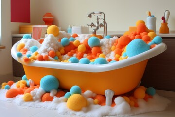 Poster - Squishy Toy bathtub foam. Plastic cleaning. Generate Ai