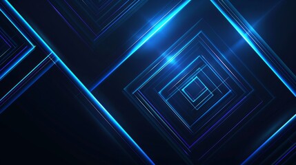 Wall Mural - Abstract blue glowing geometric lines on a dark background are showcased representing a futuristic technology concept suitable for posters covers banners presentations websites or