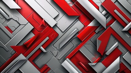 Poster - Red and Silver Abstract Background