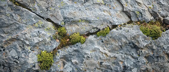 Wall Mural - Gray stone adorned with verdant moss, a mosaic of textures revealing the intricate beauty of the outdoors