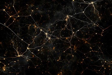 Sticker - Abstract medical background. Neurons brain cells. Network of neurons in human brain on black background