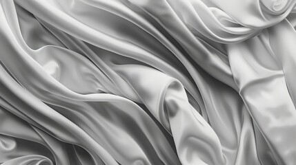 Wall Mural - Abstract monochrome luxurious fabric background. Beautiful background luxury cloth with drapery and wavy folds of ivory color creased smooth silk satin material texture