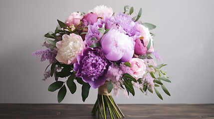 Canvas Print - Elegant Bouquet of Lilac and White Peonies