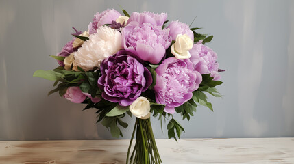 Sticker - Mixed Purple and Cream Peony Bouquet