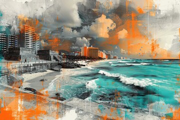 Wall Mural - Stunning Beaches and Turquoise Waters of Cancún Art Collage

