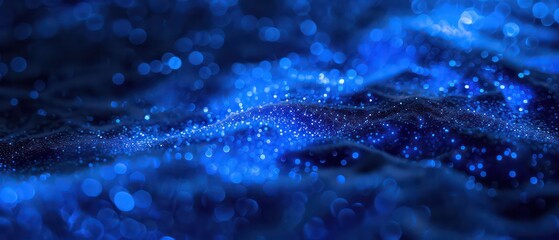 Wall Mural - A bright blue bokeh background with blurred lights, creating a festive and colorful atmosphere suitable for Christmas designs