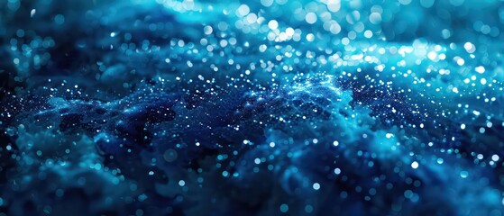 Wall Mural - A bright blue bokeh background with blurred lights, creating a festive and colorful atmosphere suitable for Christmas designs