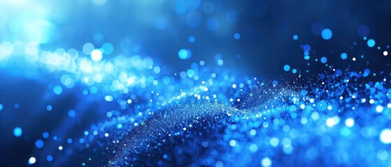 Wall Mural - A bright blue bokeh background with blurred lights, creating a festive and colorful atmosphere suitable for Christmas designs