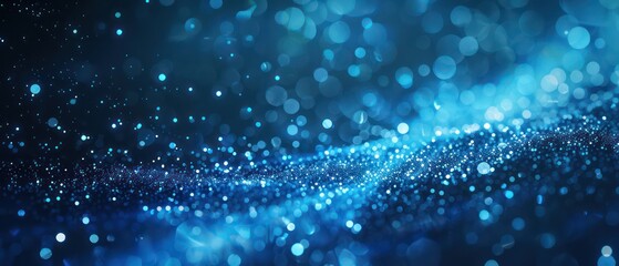 Wall Mural - A bright blue bokeh background with blurred lights, creating a festive and colorful atmosphere suitable for Christmas designs