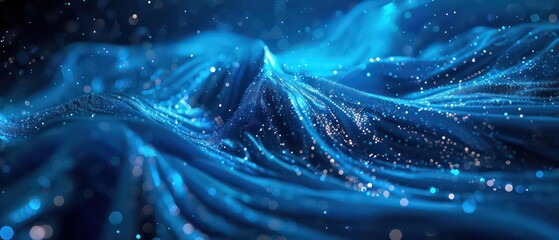 Wall Mural - A bright blue bokeh background with blurred lights, creating a festive and colorful atmosphere suitable for Christmas designs