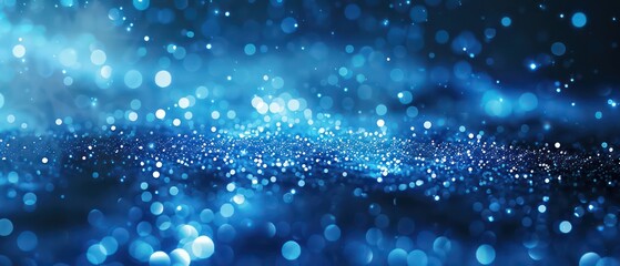 Wall Mural - A bright blue bokeh background with blurred lights, creating a festive and colorful atmosphere suitable for Christmas designs