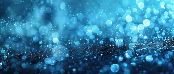Wall Mural - A bright blue bokeh background with blurred lights, creating a festive and colorful atmosphere suitable for Christmas designs