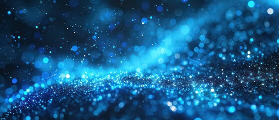 Wall Mural - A bright blue bokeh background with blurred lights, creating a festive and colorful atmosphere suitable for Christmas designs