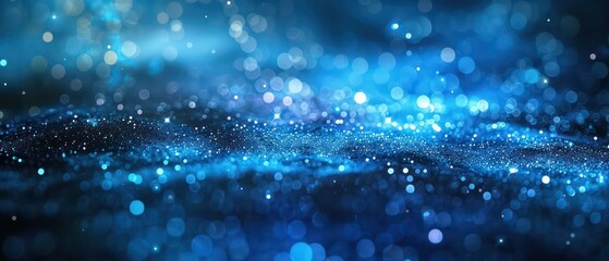 Wall Mural - A bright blue bokeh background with blurred lights, creating a festive and colorful atmosphere suitable for Christmas designs