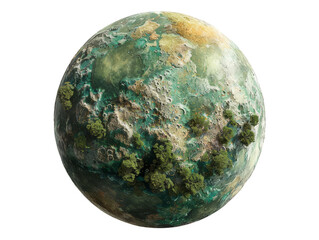 high-quality, detailed 3d rendering of an alien planet with lush greenery and rugged terrain, perfec