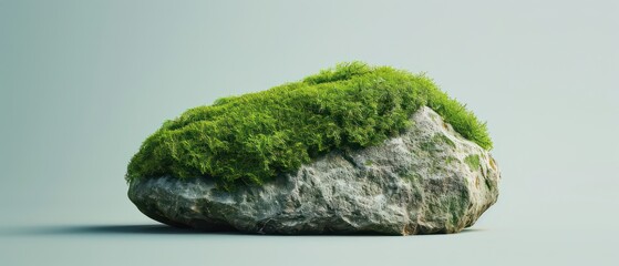 Wall Mural - a stone enveloped in vibrant green moss stands as a testament to the beauty of natural simplicity