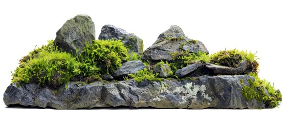 Wall Mural - a stone enveloped in vibrant green moss stands as a testament to the beauty of natural simplicity