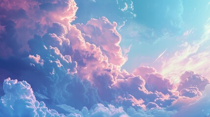 Wall Mural - Sky of a azure hue and fluffy clouds
