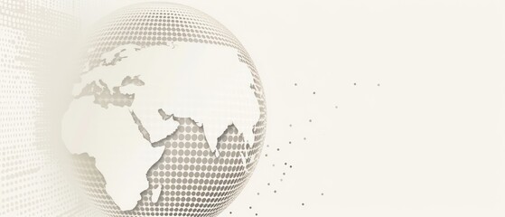 Wall Mural -  Light gray backdrop with a straightforward globe design and data points, emphasizing global information and connectivity