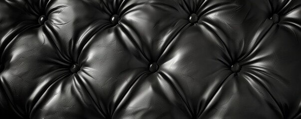 Sticker - Black leather upholstery with buttons is creating a luxurious background