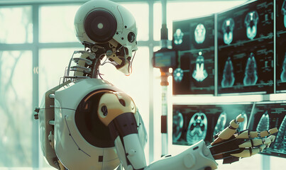 Wall Mural - Robots and medical technology Helps doctors improve their ability to treat patients.