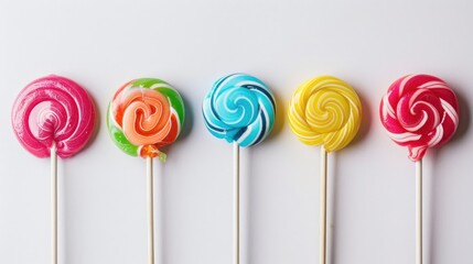 Poster - Colorful lollipops displayed alone against a white backdrop