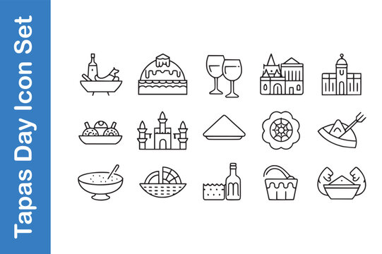 Tapas Day Icon Set with vector collections. 