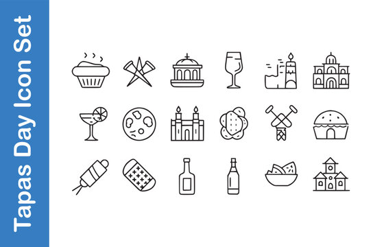 Tapas Day Icon Set with vector collections. 