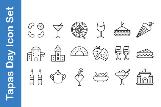 Tapas Day Icon Set with vector collections. 