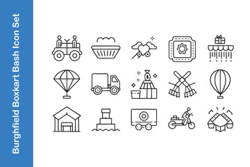 Poster - Burghfield boxkart bash day icon set with vector. 