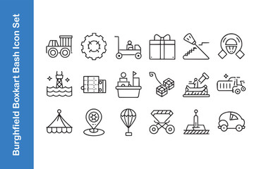 Poster - Burghfield boxkart bash day icon set with vector. 