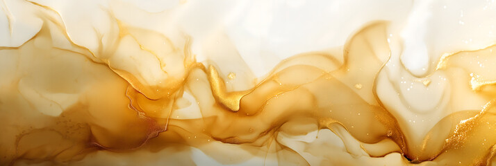 Poster - Abstract Golden Swirls with White and Glitter Textures for Creative Backgrounds