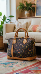 Wall Mural - a close up of a louis vuitton bag on a rug in a living room