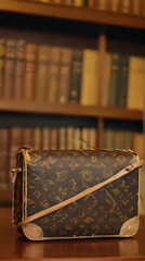 Wall Mural - a brown and white bag sitting on a table