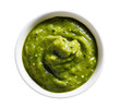© Arma Design - Green salsa verde in a white bowl, freshly made with a vibrant blend of herbs and spices.