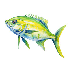 Wall Mural - Mahi Mahi fish watercolor painting isolated on white background