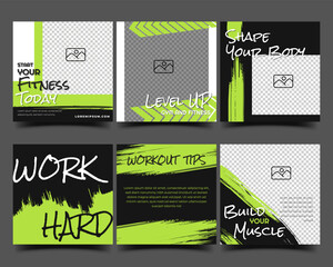 Wall Mural - Gym, fitness , and sports social media post template