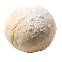 Raw bread dough ball with flour on transparent background