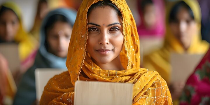 Closeup of a fictional Indian woman casting her vote on Election Day. Concept Election Day, Indian Woman, Closeup, Voting, Fictional