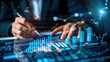 © Ganesha88 - analysis working with the latest financial results. Analysis of sales forecast graphs, financial accounting with hand writing Abstract digital effect for background