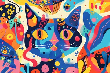 Naklejka na meble Illustration of a crazy cat