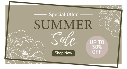 Luxury pastel special summer offer banner for womens clothing shop