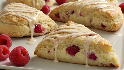 Sticker - closeup of raspberry scones