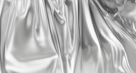 Wall Mural - 3D render, luxurious silver shimmer,  fabric, liquid silver, shimmer, glow, metal texture, light silver, silver background, 3D background