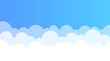 © Silard - Cute white cartoon clouds on bright blue summer sky vector background illustration